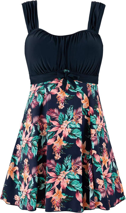 Women'S plus Size Swim Dress Tummy Control Swimsuit Bathing Suit